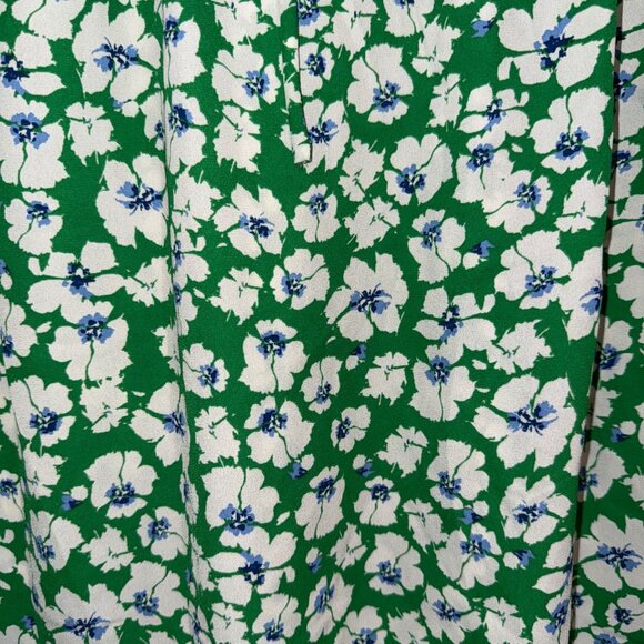 Green Floral Print Ruffle Short Sleeve Blouse By Voy Size M - Picture 4 of 5